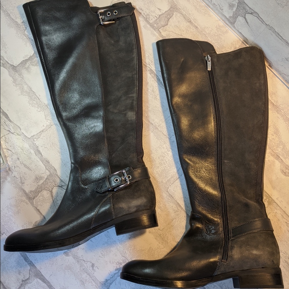 Black leather boots